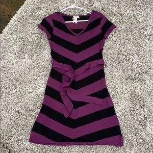 Purple and black chevron sweater dress. NEW medium